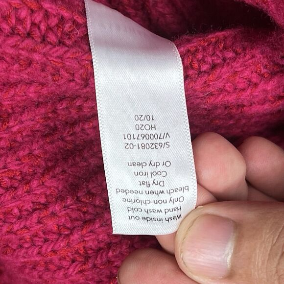 Athleta Shasta Oversize V-Neck Wool Blend Sweater Dark Pink Fuchsia Sz Medium - Picture 9 of 9
